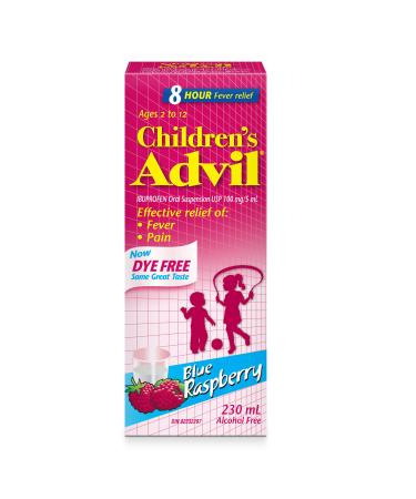 Children's Advil Dye Free Suspension Blue Raspberry 230 Milliliter 230 ML Blue Raspberry