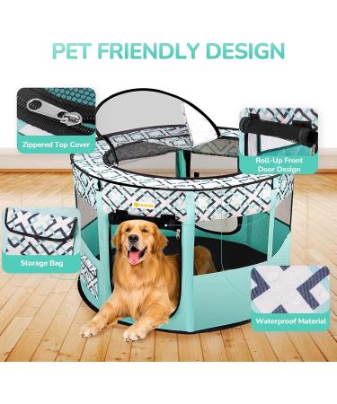 Portable Pet Playpen for Indoor Outdoor Travel | Foldable Exercise Kennel Tent for Dogs, Cats, Rabbits | Large Size with Free Carrying Case | Green - Buy Online on SooperMarket.com