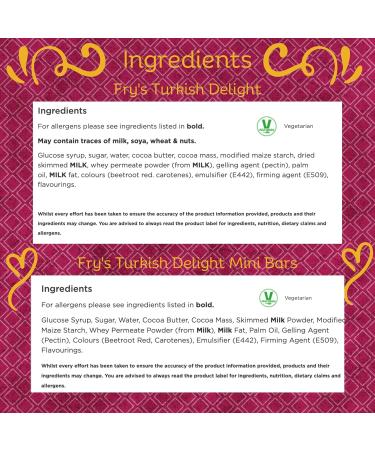 Frys Turkish Delight Gift Box - x5 Frys Turkish Delights 51g Bars Bundled With Frys Mini Turkish Delight Bars 105g - Turkish Delight Chocolate Gift - Letterbox Gift Friendly - Buy Online on SooperMarket.com