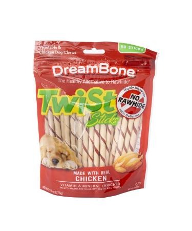 Dreambone Twist Sticks, Rawhide-Free Chews For Dogs, With Real Chicken, 50-Count