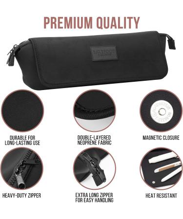 Portable Hair Tools Travel Bag & Heat Resistant Mat - Neoprene, Black | Organizer for Flat Irons, Straighteners, Curling Irons & Accessories - Buy Online on SooperMarket.com