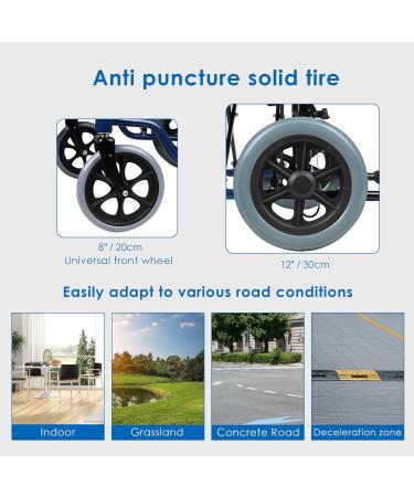 LIVINGbasics Light Weight Transport Wheelchair With Hand Brakes 17.7-Inch Wide Seat Foldable Support Weight Upto 220 Lbs - Buy Online on SooperMarket.com