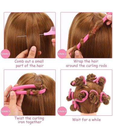 30-Piece 9.45 Flexible Curling Rods Set with SEPGLITTER Hair Twist Foam Rollers and Pintail Comb - No Heat Curlers for Girls - Pink Foam Hair Curler for Long & Short Hair - Buy Online on SooperMarket.com