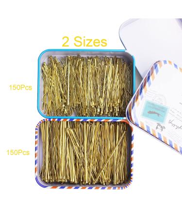 300 CT Hair Bobby Pins Set | Storage Box | 2.4 & 2 Sizes for Girls, Women | Blonde | Hair Accessories - Buy Online on SooperMarket.com