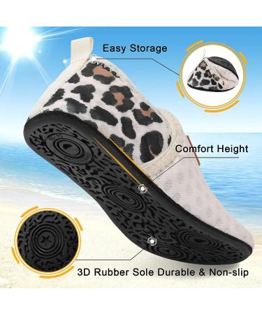 Lefflow Toddler Water Shoes - Quick Dry Beach Swim Socks - Non Slip House Slippers - Size 8.5-9 Toddler - Leopard Print - Buy Online on SooperMarket.com
