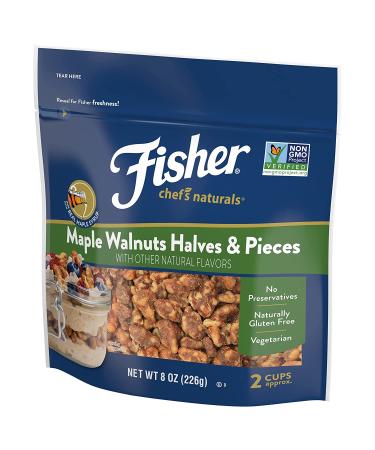 FISHER Chef's Naturals Maple Walnuts Halves & Pieces - 8 oz | Gluten Free, Non-GMO, Keto, Paleo - Vegan Friendly | Pack of 1 - Buy Online on SooperMarket.com