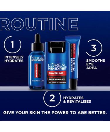 L'Or al Men Expert Hyaluronic Acid Eye Cream 15ml - Anti-Ageing Solution for Dry & Dull Skin - Buy Online on SooperMarket.com