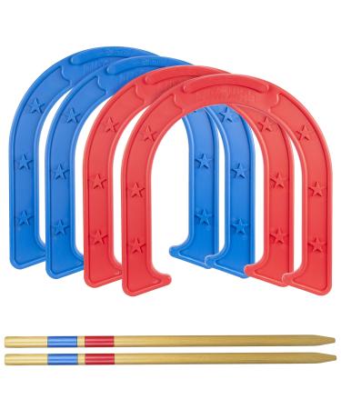 GoSports Giant Horseshoes Set - Made from Durable Plastic with Wooden Stakes