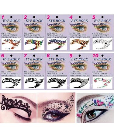 Eye Shadow Tattoo Sticker Makeup Transfer - Colorful Lace Party Stickers - 20pcs/10 Pairs - Buy Online on SooperMarket.com