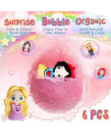 Supbec XXL Organic Princess Bath Bombs for Kids with Surprise Inside | 6 Pcs 5 OZ Gift Set Rich in Essential Oils - Perfect for Dry Skin Moisturizing | Ideal Gifts for Girls - Buy Online on SooperMarket.com