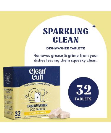 Cleancult Lemongrass Dishwasher Pods - 32 Eco-Friendly Dishwashing Tablets - Coconut-Based Formula - Spotless Clean Dishes - 32 Count - Buy Online on SooperMarket.com