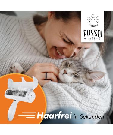 Fusselmonster Lint Roller - Effective Animal Hair Remover for Dogs & Cats | Reusable for Sofa Carpet & Car Cleaning | White - Buy Online on SooperMarket.com