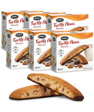 Nonni's Turtle Pecan Biscotti Italian Cookies - 6 Boxes Caramel Pecan Cookies Dipped in Milk Chocolate - Butter Pecan Biscotti Individually Wrapped Cookies - All Natural Ingredients - Kosher - 6.88 oz Turtle Pecan 6.88 Ounce (Pack of 6)