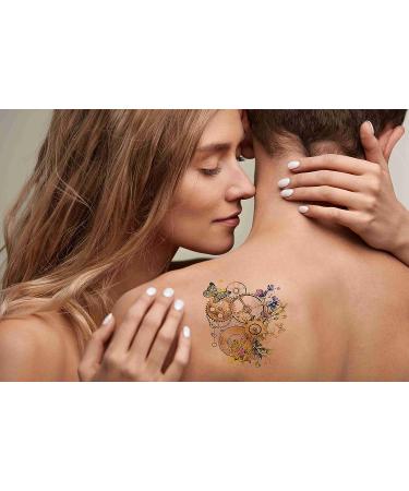 Dopetattoo 6 Sheets Temporary Tattoos - Mechanic Punk Clockwork Butterflies Wildflowers - Neck Arm Chest - Men Women Adults - Buy Online on SooperMarket.com