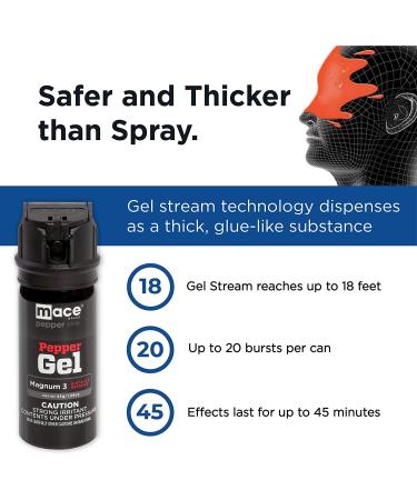 Mace Brand Pepper Gel | Black Magnum 3 (45g) - Night Defender with LED Light - Buy Online on SooperMarket.com