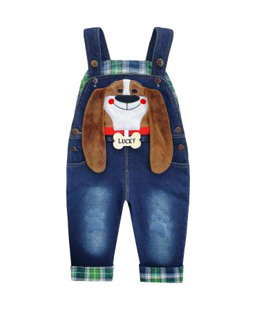 KIDSCOOL SPACE Baby Denim Overalls 3D Cute Cartoon Knitted Jean Dungarees 2-3 Years Blue-5049