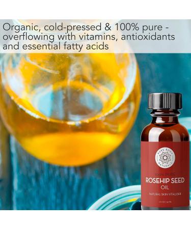 Pure Body Naturals Rosehip Facial Oil 1 fl oz - Cold Pressed & Unrefined - Moisturizes Face, Nails, Hair & Skin - Buy Online on SooperMarket.com