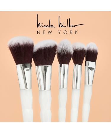 Nicole Miller New York 14pc Complete Makeup Brushes Collection with Zipper Bag Snow Pearl White Ideal Present or Any Occasions Great for Beginners to Professionals - Buy Online on SooperMarket.com