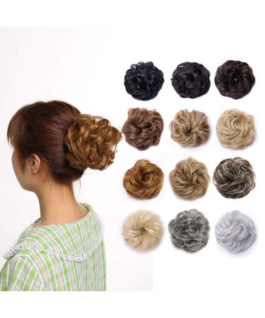 Updo Hair Bun Hairpiece Auburn Scrunchy Scrunchie Messy Donut 25g Ribbon Ponytail Extensions Wavy Curly Chignons 25 g Auburn