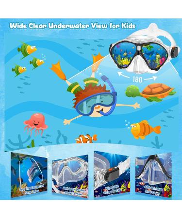 Seovediary Kids Snorkel Set - Anti-Fog Mask, 180آ° View Dry Snorkel & Fins with Travel Bag | Perfect for Diving & Swimming - Buy Online on SooperMarket.com