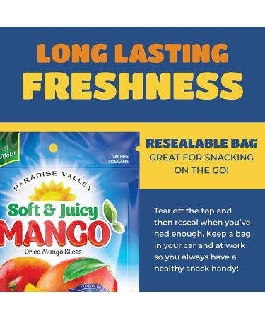 Dried Mango Slices - Soft, Juicy, Low Sugar, Gluten-Free, Natural Source of Vitamin C & Fiber (8 oz. x 6 Pack) - Buy Online on SooperMarket.com