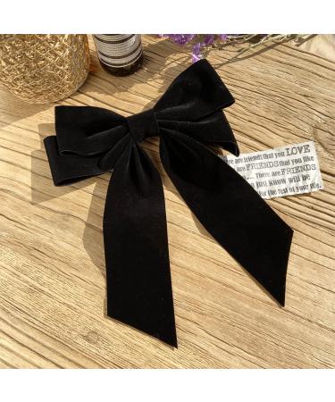 Black Velvet Hair Bow Clips for Women and Girls - French Barrettes Hair Pins with Large Bowknot Design - Buy Online on SooperMarket.com