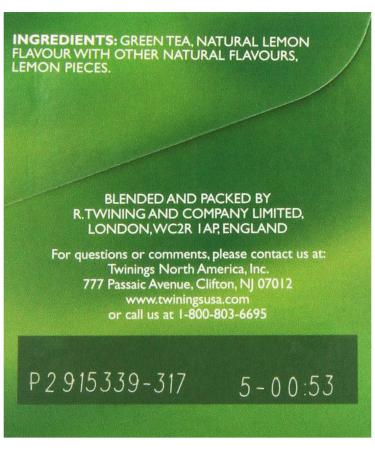 Twinings Lemon Green Tea - 20 Count | Refreshing Herbal Blend - Buy Online on SooperMarket.com