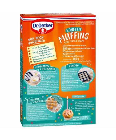 Dr. Oetker Colorful Confetti Muffins Baking Mix 3-Pack (3x325g) with Cups & Icing - International Shipping Available - Buy Online on SooperMarket.com