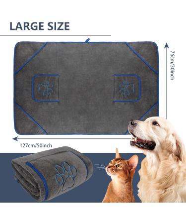 Buy Kinhwa Extra Absorbent XXL Dog Towel - 76x127cm Microfiber Pet Towel Quick Drying Soft & Durable Washable Dark Gray - Ideal for Dogs - Buy Online on SooperMarket.com