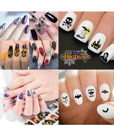 48 Sheets Halloween Nail Art Stickers - Spooky Pumpkin Bat Ghost & Skull Designs - Kalolary Water Transfer DIY Decals for Halloween Nail Decor - Buy Online on SooperMarket.com