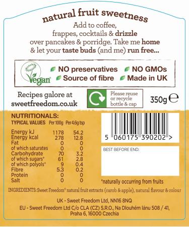 Sweet Freedom Gingerbread Syrup - 13 Calories Per Teaspoon - Ideal for Coffee, Cocktails, Pancakes & Vegan Baking - 350g Pack - Buy Online on SooperMarket.com