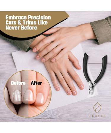 FERYES 1/2 Jaw Cuticle Cutter - Your Ultimate Anti-Slip Cuticle Trimmer for Perfect Nails Half Jaw Cuticle Clipper Blcak - Buy Online on SooperMarket.com