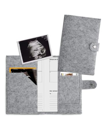KWMobile cover for mother -child pass made of felt - cover for Austrian mother pass - protective cover with extra subjects - light gray felt light gray