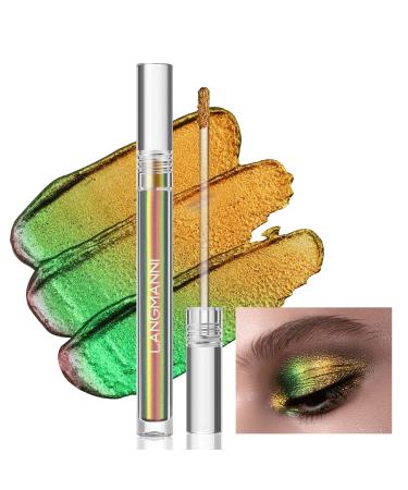 Multichrome Liquid Eyeshadow  Chameleon Metallic Green Gold Color Shifting Holographic Gel Eye Shadow  High Pigmented  Quick-Drying  Waterproof Glitter Shimmer Gradient Eye Gloss Makeup (EMBER)