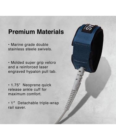 SYMPL Premium 6ft Surfboard Leash - Quick Release Velcro Ankle Cuff, Comfort Neoprene Padding, Light Blue - Ideal for Surf, Skim, Longboard, SUP Paddle Boards - Buy Online on SooperMarket.com