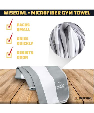 Wise Owl Outfitters Quick Dry Microfiber Beach and Yoga Towel 2PK - Grey Small Towel for Beach, Pool, Yoga, Swim - Ideal for Hand, Face, and Body - Buy Online on SooperMarket.com
