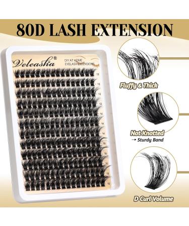Veleasha 80D Fluffy Lash Clusters - 192PCS D Curl Volume Eyelash Extensions 10-18mm - Soft DIY Cluster Lashes for Home Use - Buy Online on SooperMarket.com
