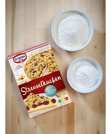 Dr. Oetker Strussel Cake Baking Mix 485g Cherry & Pudding Cream Crumble Vegetarian Perfect for International Shipping - Buy Online on SooperMarket.com
