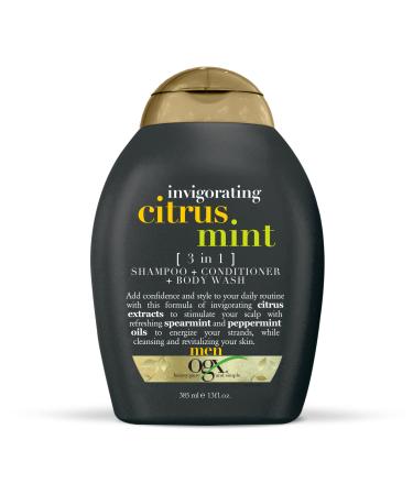 OGX Mens 3 in 1 Shampoo + Conditioner + Body Wash Invigorating Citrus Mint 13oz