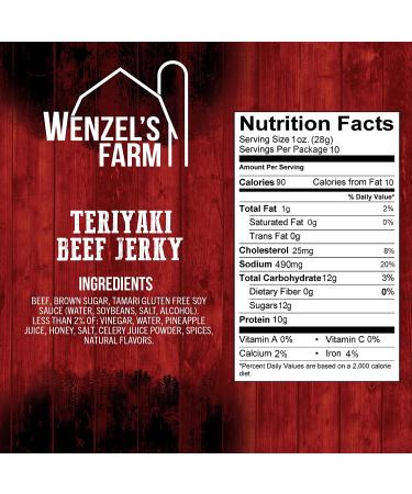 Wenzel's Farm Teriyaki Beef Jerky 10 oz Value Pack - Naturally Smoked, No MSG, Gluten Free - Buy Online on SooperMarket.com