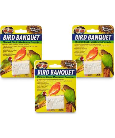 (3 Pack) Zoo Med Bird Banquet Mineral Blocks - Mealworm Formula - Small (1 Ounce Per Pack)