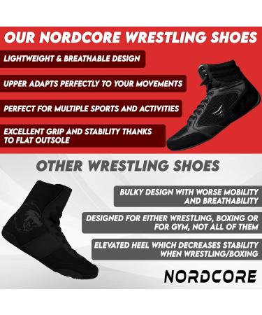 North Core Mat Ace Wrestling Shoes - Light Martial Arts & Boxing Shoes - High Traction Weight Lifting Footwear for Men & Women - Size 38 EU - Black - Buy Online on SooperMarket.com