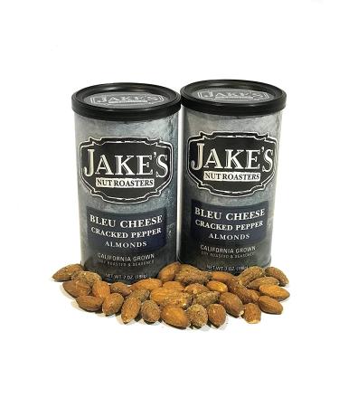 Jake's Nut Roasters Bleu Cheese Cracked Pepper Almonds - High-Protein Snack (2 Pack, 7oz) | Whole Dry Roasted Almonds with Savory Seasoning - Buy Online on SooperMarket.com