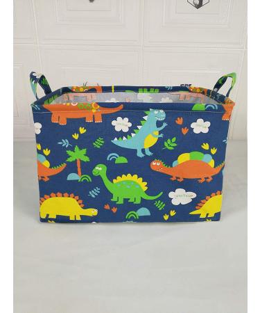 ACMUUNI REC Canvas Laundry Hamper with Handles - Waterproof Cotton Storage Organizer for Kids Toys - Blue Dinosaur Design - Buy Online on SooperMarket.com