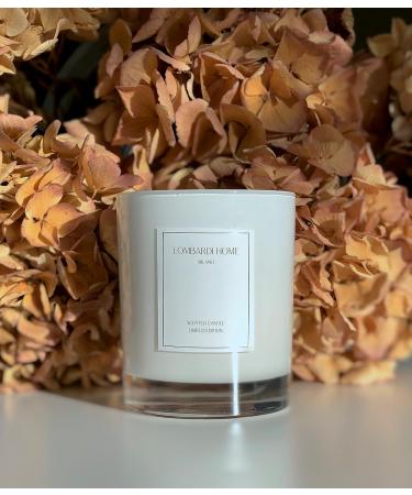 Lombardi Home Vanilla Fragrance Candle - Vegan & Organic Soy Wax in White Glass Vessel | 46h Burn Time - Perfect Home Decor Gift - Buy Online on SooperMarket.com