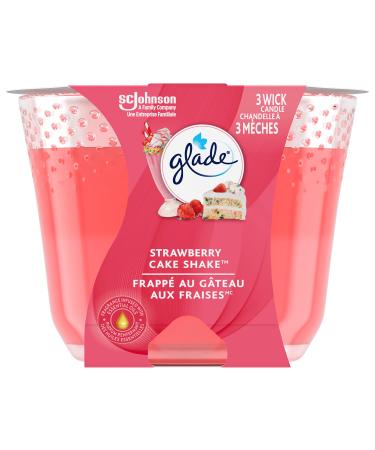 Glade Scented Candle Strawberry Cake Shake Air Freshener Infused with Essential Oils 3-Wick Candle 1 Count