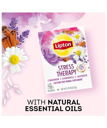 Lipton Stress Therapy Herbal Tea Bags - Cinnamon Chamomile Lavender Blend, 15 Count (Pack of 4) - Buy Online on SooperMarket.com