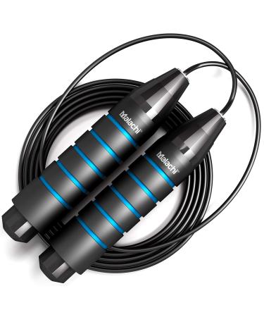 MALACHI Jump Rope,Tangle-Free Ball Bearing Speed Rope Cable Skipping Rope,Adjustable Jumping Rope Workout with Memory Foam Handles for Women Men Kids Blue