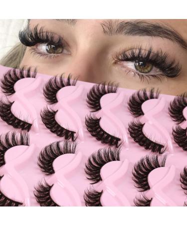 Geeneiya Lashes Fox Eye Eyelashes Fluffy Mink Lashes That Look Like Extensions 8D Cat Eye 10 Pairs Long False Eyelashes for All Eye Shapes - 17mm Angel Wing_17mm Mink