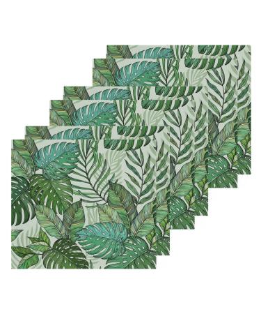 ALAZA Wash Cloth Set Tropical Palm Jungle Leaves - Pack of 6 Cotton Face Cloths Highly Absorbent and Soft Feel Fingertip Towels(236br3a)